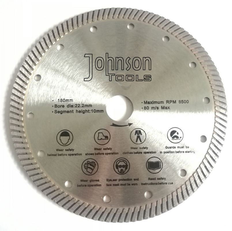 Diamond Stone Cutter Blade For Dry And Wet Cutting , 7" Sintered Turbo