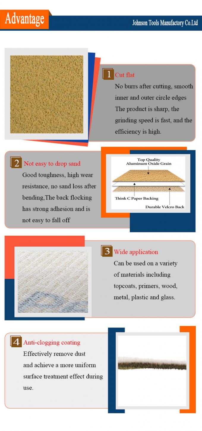 8 Hole 5 Inch Yellow Hook And Loop Orbital Sander Diamond Pads For Car