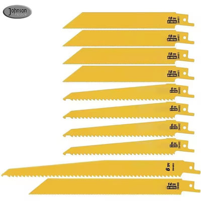 10 Piece Various Sizes Bi-Metal Reciprocating Saw Blades Combination Set For Wood And Metal Cutting