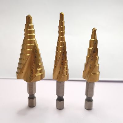 3PCS Cobalt Coated Step Bits Titanium Hex Shank HSS  Co Drill Bits