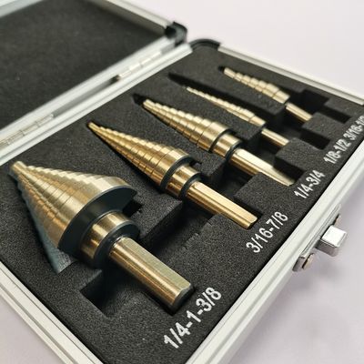 5pcs HSS Titanium Step Cone Taper Triangle Shank Drill Bit