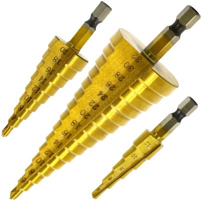 3PCS  15 Steps HSS4241 Hex Shank Hss Drill Bits Titanium Coated