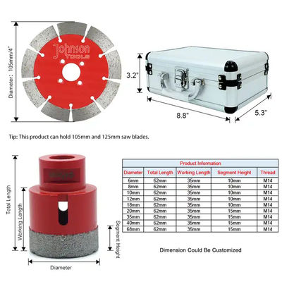 Vacuum Brazed Coring Drilling Hole Saw Set Diamond Crowns Core Drill Bit For Ceramics Tiles Marble Granite Porcelain