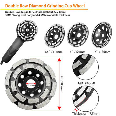 3 Pieces 4 1/2 Inch Diamond Cup Grinding Wheel For Concrete Granite Marble Masonry Brick