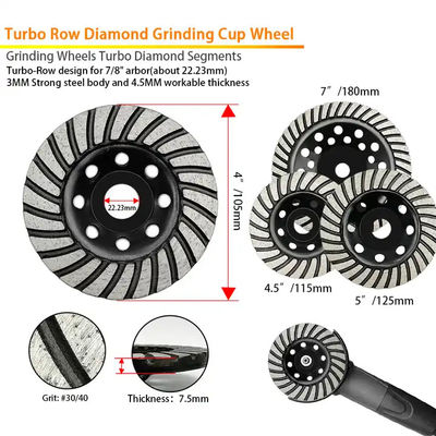 3 Pieces 4 1/2 Inch Diamond Cup Grinding Wheel For Concrete Granite Marble Masonry Brick