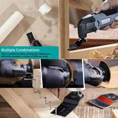 5 Piece Oscillating Tool Blades Kit For Wood With Nails Fast Cut Wood Flush Cut And Rigid Scraper