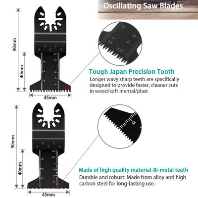 5 Piece Oscillating Tool Blades Kit For Wood With Nails, Fast Cut Wood, Flush Cut And Rigid Scraper