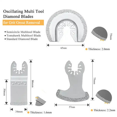 3 Pcs Oscillating Multi Tool Diamond Grout Removal Blades For Grit Grout Removal