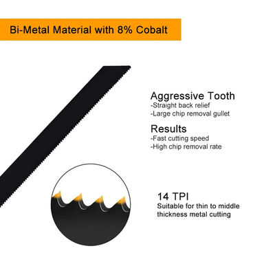 5 Pack 9 Inch 14TPI Sawzall Blades Cast-Iron Bi-Metal Sabre Saw Blades Heavy Metal Cutting Reciprocating Saw Blades