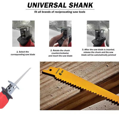 6-Piece Metal Wood Cutting Reciprocating Saw Blades Set For Metal Plastic Wood And Drywall
