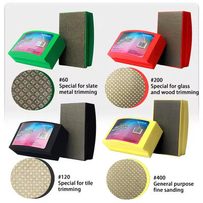 Electroplated Diamond Hand Polishing Pads Sanding Block Foam Backing Pads For Wood Ceramics Glass Tile Concrete Marble