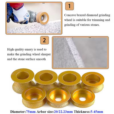 Vacuum Brazed Marble Granite Stone Quartz Tile Ceramic Diamond Abrasive Grinding Profile Wheel for Angle Grinder