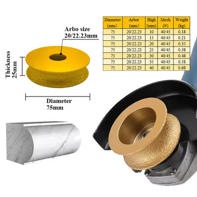 Vacuum Brazed Marble Granite Stone Quartz Tile Ceramic Diamond Abrasive Grinding Profile Wheel for Angle Grinder