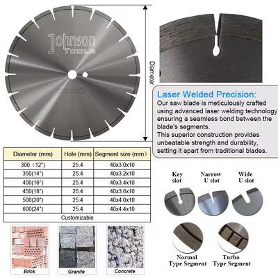 105-600 Mm   Diamond Cutting Disc Saw Blade For Granite Concrete Marble Masonry