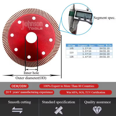 105/110/125 Mm Tile Granite Cutting Tools Marble Cutting Disc Hot Press Sintered Turbo Wave Diamond Saw Blades