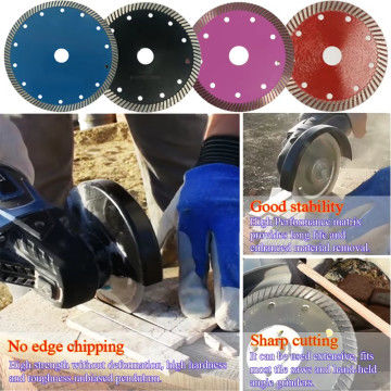 High Efficiency 110-230mm Diamond Saw Blades Sintered Hot Pressed Turbo Stone Cutting