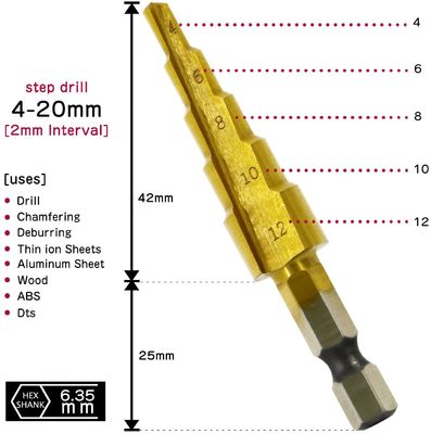 Chamfering 15 Steps 3PCS Multi Hole Drill Bit corrosion resistant