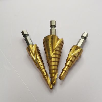 3PCS Cobalt Coated Step Bits Titanium Hex Shank HSS  Co Drill Bits