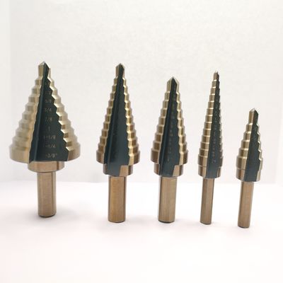 5pcs HSS Titanium Step Cone Taper Triangle Shank Drill Bit