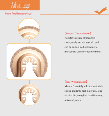 63mm Semi Circle Carbide Diamond Multi-Tool Oscillating Saw Blade For Masonry, Grout, Tile And Drywall