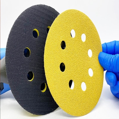 8 Hole 5 Inch Yellow Hook And Loop Orbital Sander Diamond Pads For Car Paint Wood