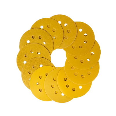 8 Hole 5 Inch Yellow Hook And Loop Orbital Sander Diamond Pads For Car Paint Wood