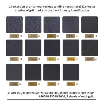 51 Pack 9*3.6 Inch P120 - P10000 Silicon Carbide Sandpaper For Wood Furniture