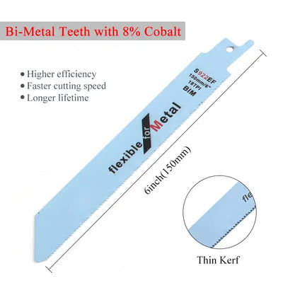 6 Inch Metal Cutting Reciprocating Saw Blade Set Bi-Metal Sawzall Blades For Metal Pipe Sheet Metal Rebar 18TPI