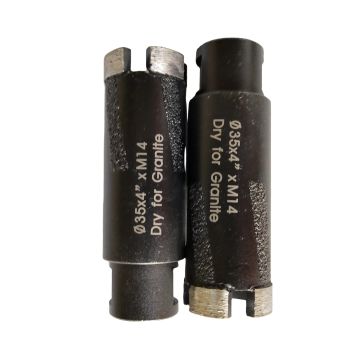 OD 35mm Diameter Dry Diamond Core Drill Bits With Brazed Rods For Hard Granite